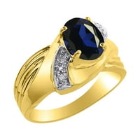 Dijamant i safirni prsten u 14K žutom zlatu - boja kamen pila