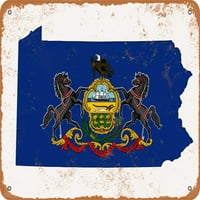 Metalni znak - Pennsylvania Dizajn državne zastave - Vintage Rusty Look