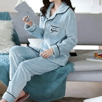 Žene Fluffy pidžame set fleece pulover hlače zimski labavi plišani salon zgodne spavanja