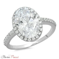 4. CT ovalni rez originalni kultivirani dijamant VS1-VS G-H 14k Bijelo zlato Halo Obećaj vjenčanja Izjava o zaručivanju Dizajnerskog prstena W Crystal Boide Stones 3,5