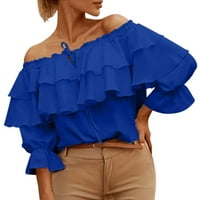 Hwmodou ženska bluza šifonska majica Daily Streetwear Fashion Jesen od ramena Ruffle Ležerne prilike