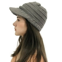 Xiuh Women Solity Bowching Vanjski kape Crochet Knit Beanie Cap Dostičene kape Modni šeširi Grey