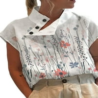 Lilylll ženski casual labavi kratki rukav cvjetni print majica na majica