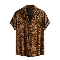 Muške haljine majice casual modni gumb dolje Ispisano Ležerne prilike ljeti kratki rukav Vintage rever