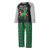 Božićna porodična pidžama Podudaranje set Santa Print Raglan dugih rukava i plažene hlače Loungewear