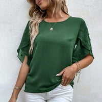 Kakina S T majice za žensko čišćenje Ljeto okruglo vrat Čvrsta kratkih rukava Top bluza Dame Green,