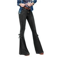 Istezanje traperica za žene moda Žene visoke struk labave džepove čipkaste pantalone rastezanje hlače