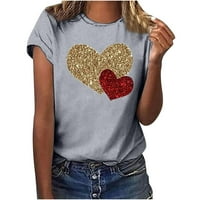 Žene smiješne tiskane majice Leopard Valentinovo, majica slatka ljubavna srčana grafički tees proljetni