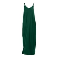 Ljetne haljine za žene casual s kratkim rukavima Jednobojna boja Duga suknja Vest Suspender Suskmen