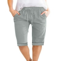 GLONME Žene Ljetne kratke hlače na struku Bermuda kratke hlače Jednobojne dno dame udobne mini pantalone