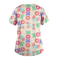 Ženske žene Ljetne tuničke vrhove grafički otisci kratkih rukava Bluze V-izrez Pulover majica 2xl