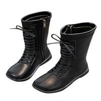 Daeful Toddler Girls Modne kožne čizme Udobne zimske cipele Crna plinja za plišano 11.5c