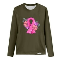 Dnevna majica s rakom dojke za žene, ženska ružičasta vrpcarska grafička majica casual crewneck pulover