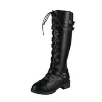 TAWOP FALL COATS za žene crne čizme za žene bedrine visoke čizme Ženske cipele Laceing Hasp niske potpetice