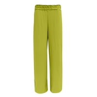 Ženske duge kaprisu hlače Ljeto široke hlače za noge pune boje ravne elastične visoke strukove pantalone sa džepovima XXL