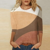 Ženske vrhove rukava s rukavima Geometrijska boja blokiranje u boji Print Modni vrhovi bluza