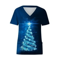 Ženske košulje Ležerne prilike, Žene Kratki rukav V-izrez Nadlik božićno drvce Ispiši džepove Bluze