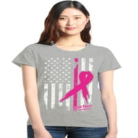 Shop4ever Ženska ružičasta vrpca za karcinoma dojke Grafička majica Velika sportova siva