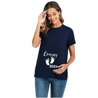 Ženski vrhovi ženske majčinstvo kratkog rukava pisma za ispis majica vrhova trudnoće bluza mornarica