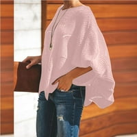 Dukseteri za žensko odobrenje plus veličine Ženska puna boja casual šuplji lanac labav pleteni džemper