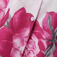Tosmy Womens Bluzes Ženske cvjetne tiskane košulje dugih rukava s bluzom Ljetne casual opremljene bluze
