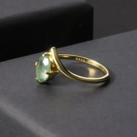 Prirodni mahovina agatski prsten, 18k zlato preko srebrnog zakrivljenog prstena za žene