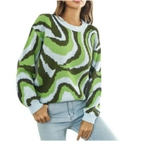 Woemns dugih rukava usečen džemper kauelno modna posada vrata pletena pulover mekani ugodan trendy skakač