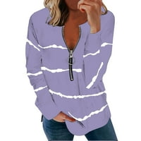 Yyeselk Ženska boja Block Striped duge rukav sa dugim rukavima, labav pulover vrhove majice Aktivno