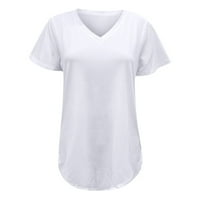 Ljetna modna ležerna kazna puna boja labava lastavica rep na majici V-izrez TOP THSHIrts majice za žene