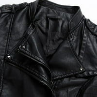 Sawvnm Trendy Ženska kožna jakna sa patentnim zatvaračem Slim Biker motociklistička kaput Punk odjeća