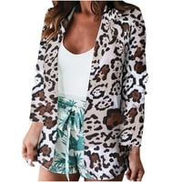 Deagia jakne za žene casual casual dugih rukava za dugih rukava za ležerne leopard tisak jednokratno