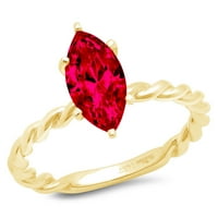 2.0ct markise rezan crveni simulirani ruby ​​14k žuto zlato ugraviranje izjava bridalna godišnjica angažmana vjenčana zadrška za prsten veličine 9