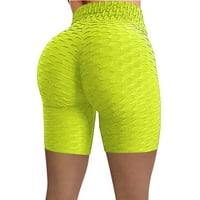 Yoga hlače žene naboleni visoki struk HIP Stretch Trčanje fitness biciklističke kratke hlače zeleno