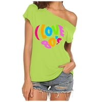 Majice za žene Asimetrični cvjetni klopci s kratkim rukavima s majica ramena The Disco Tops Tee Majica