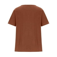 Pamučne platnene majice za žene Ljeto Ležerne prilike sa labavim majicama Pulover Lagane bluze kratkih