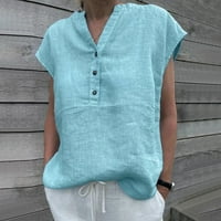 Košulje za žene Ležerne prilike Pusti VACT tipka Pamučna mješavina kratkih rukava majica bluza TOP ženske