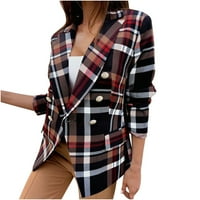Fanxing Blazer Clearians Plaid Tweed Blazer Jackets Womens Vintage Boyfriend Blazer odijelo Pleaid Jacket