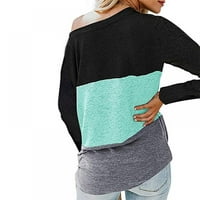 Ženska bočna boja u boji, casual okrugli džemper Boja podudaranje u toggled dugih rukava TOP majica