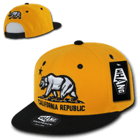 3D California Republic Bear Snapback Caps kape kape za muškarce Žene Zlatno crno