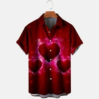 Valentinovo košulja za muškarce Havajski gumb s kratkim rukavima dolje T Majica Ljubav Srce Ispiši labavi-fit casual top bluza