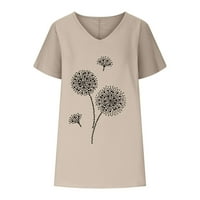 Drindf Ljetni vrhovi za žene Dressy posteljina V izrez Tunnic Košulje Elegantna cvjetna print Short