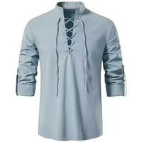 Modni brendovi muškarci Majice Dugi rukav Cleance Casual Solid pulover Henley opuštena fit majica Novi