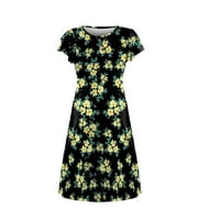APEPAL Ljetna haljina Ženska ljetna vintage Ispis Labava haljina s kratkim rukavima