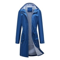 Absuyy withreaker jakne za žene Topli vanjski zip patent sa poklopcem s poklopcem Vjetrootporni džepovi od punog boja Plavi kišni kaput veličine xl