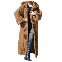 Džemper kaput za žene casual čvrsti pletiv plus veličina dugih rukava dugih rukava dugi kardigan kaputiziraju