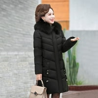 Zimske jakne za Women Plus veličine Ženska zima plus veličina Srednja dužina Tanka podstavljena jakna Majčin pamučni kaput crni XXL, AC15456