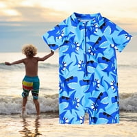 Proljetne kupaći kostimi Dječje djece Dječji dječaci Dinosaur Prednji zipper Svjetlos svijetlo plavi
