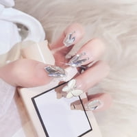 Sjajni lažni salon za nokte Set 3D ukras čvrsti nokat sa bijelim leptirom za školsko produženje noktiju