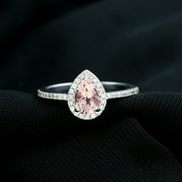 Morganitni zaručni prsten za suzanje sa Moissine Halo, 14k bijelo zlato, SAD 10,50