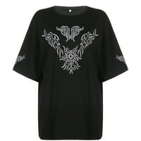 MA & Baby Women Punk Gothic Prevelike majice kratkih rukava Grunge Loose Harajuku Boyfriend Tops
